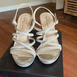 Silver Sandals Heels Touch of Nina